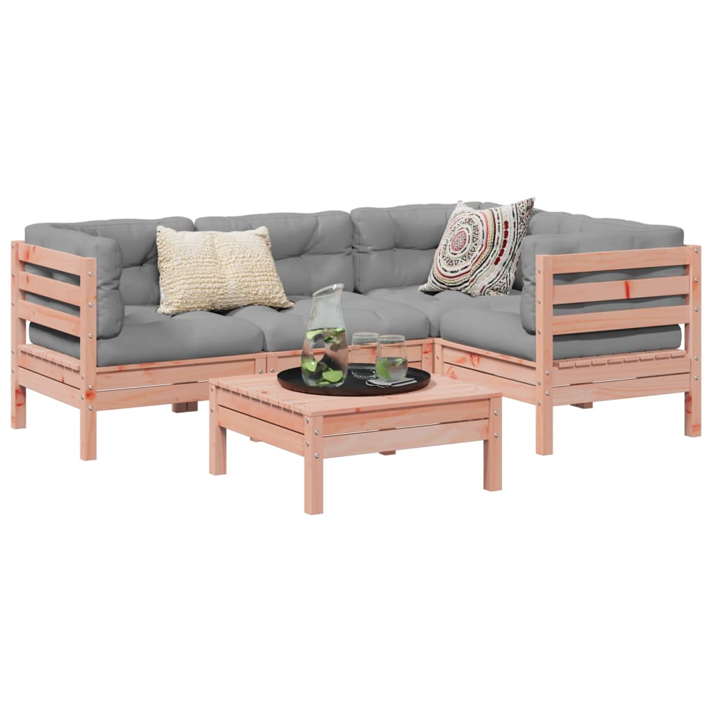 5-delige Loungeset met kussens massief douglas vurenhout