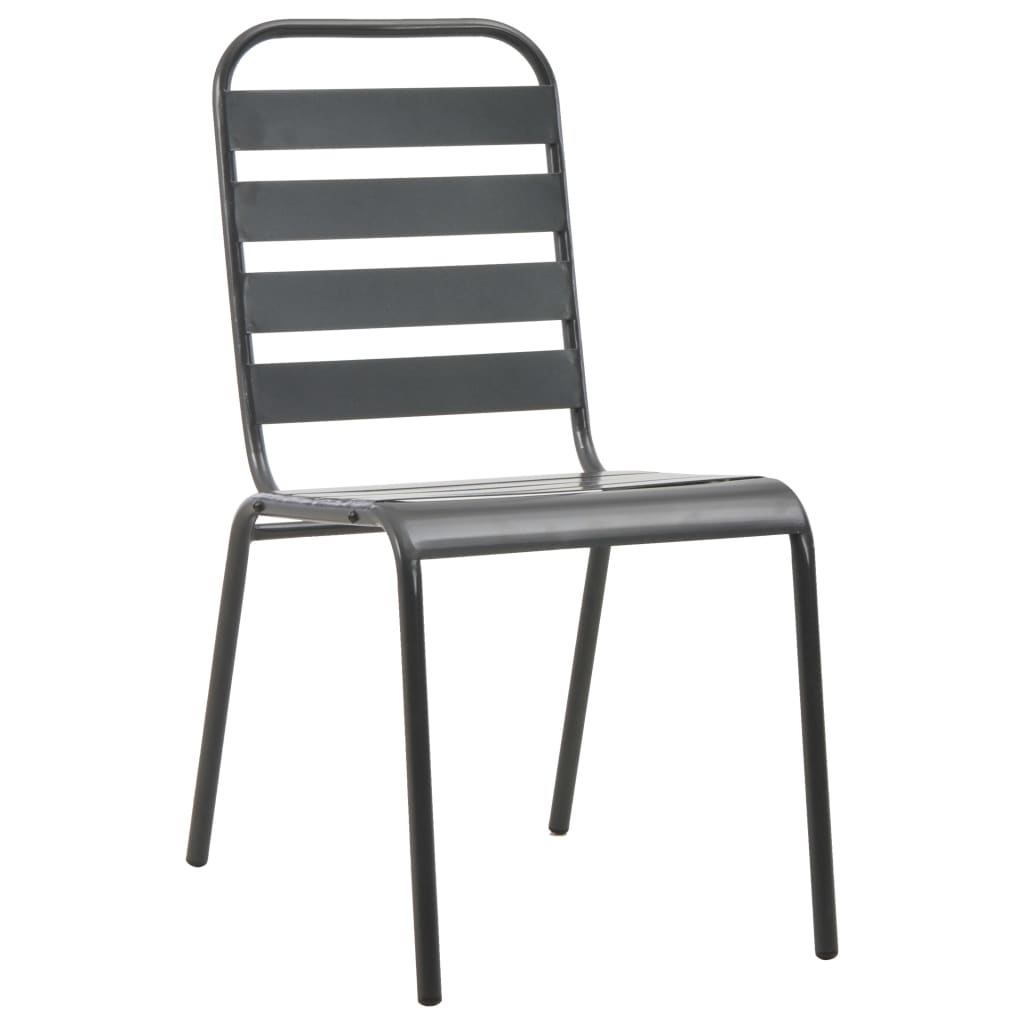 Tuinstoelen stapelbaar 2 st staal grijs