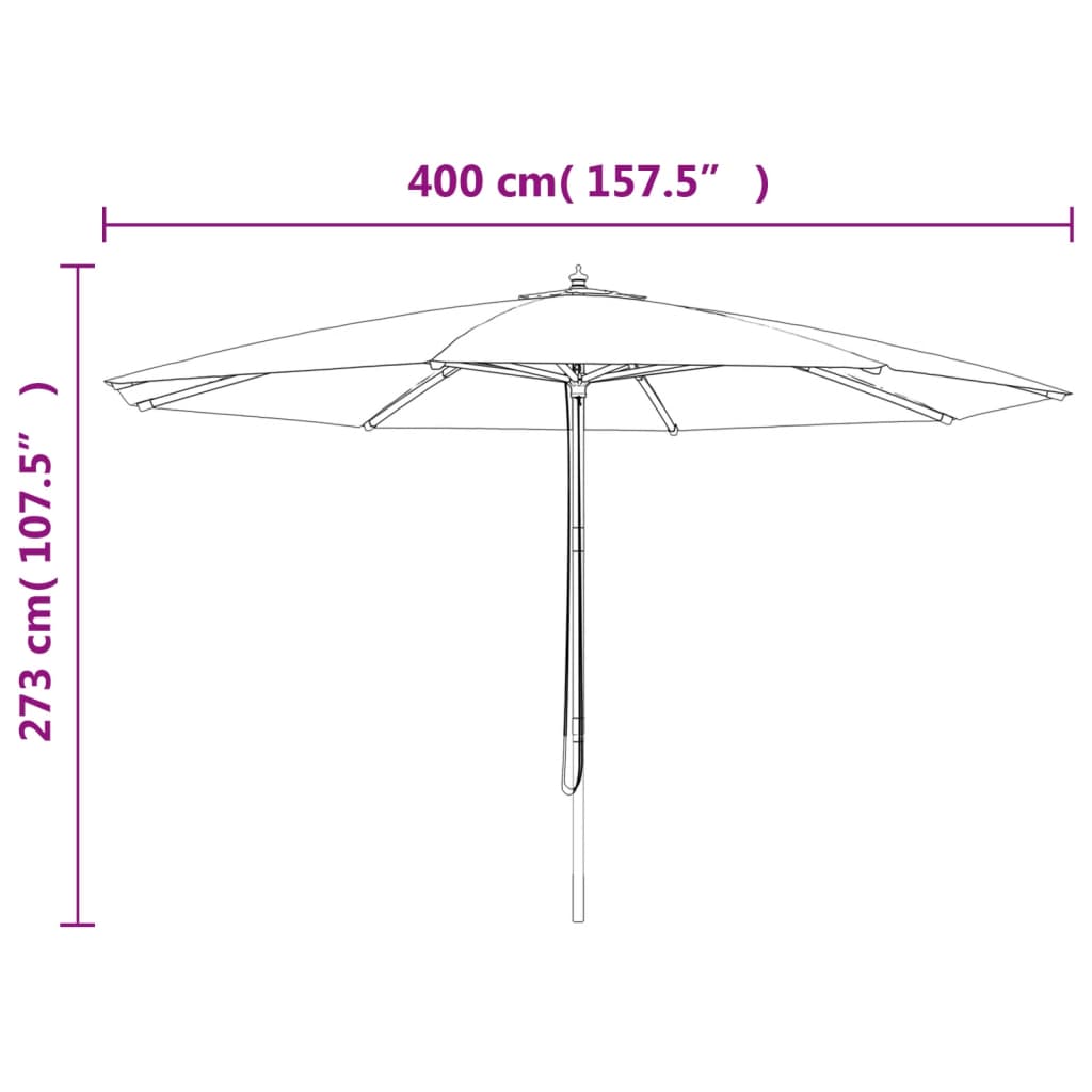 Parasol met houten paal 400x273 cm zandkleurig