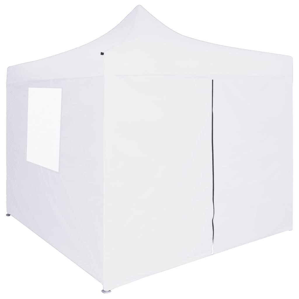 Partytent met 4 zijwanden inklapbaar 3x3 m staal wit