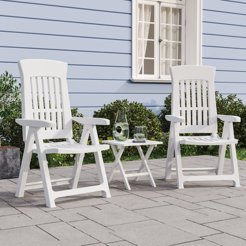 Tuinstoelen 2 st verstelbaar PP wit