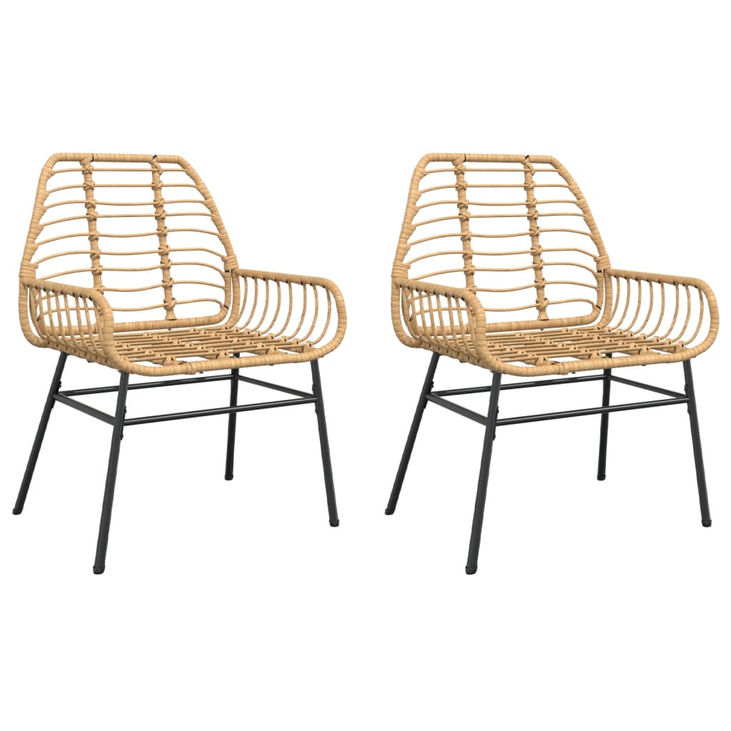 Tuinstoel bruin poly rattan 2 st
