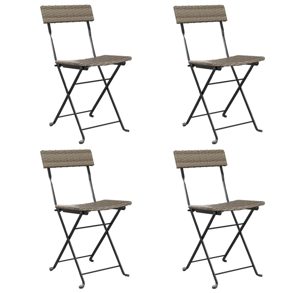 Bistrostoelen 4 st inklapbaar poly rattan en staal grijs