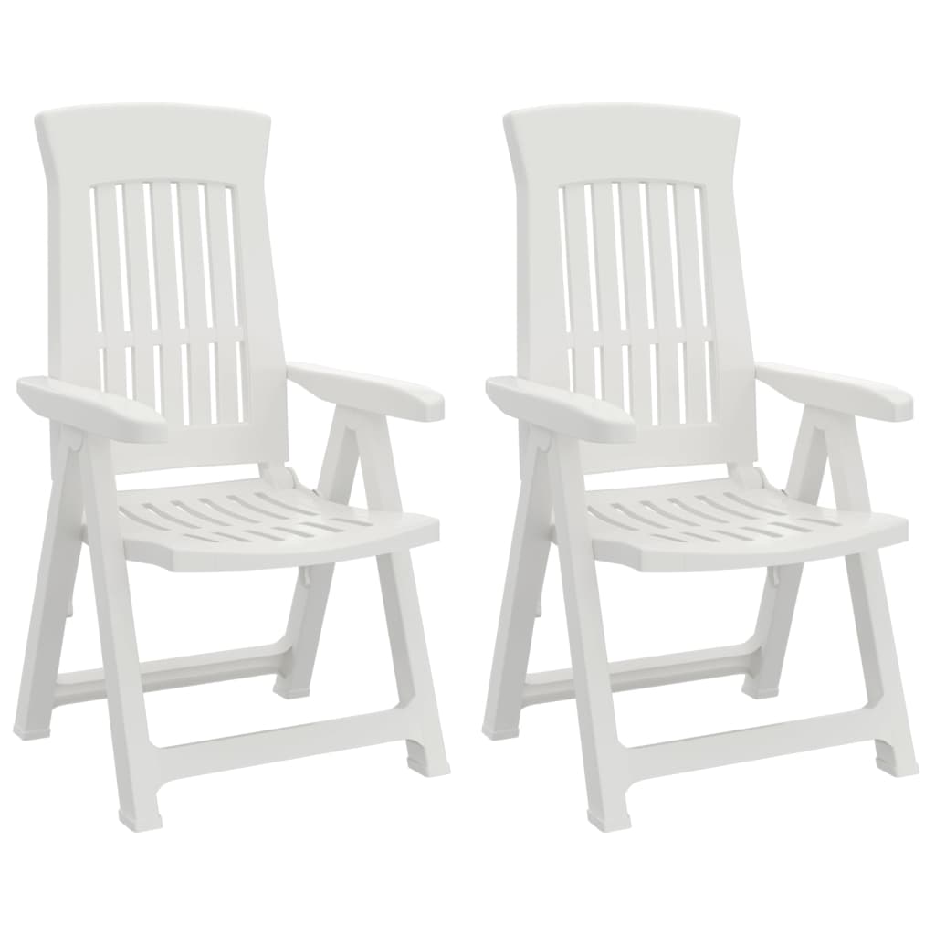Tuinstoelen 2 st verstelbaar PP wit